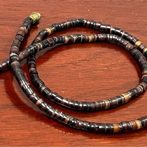 HEISHI NECKLACE 17.5” variegated chocolate brown shell authentic vintage 70s 80s